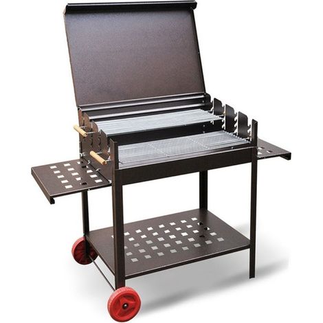 MILLE - BARBECUE CARBONE CARBONELLA ETNA 50X80cm CON RUOTE E TAPPO GRIGLIATA BBQ (1/2)