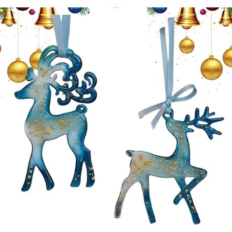 Ornement de sapin de Noël en acrylique 2D, pendentif renne, 8 cm (1/5)