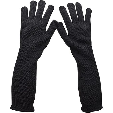 3 Paires de Gants de Travail Anti-Coupure de 40 cm de Long, en Acier Inoxydable et métal, résistants aux coupures et aux Couteaux, for la Protection des bouchers et Autres Professionnels. (1/4)