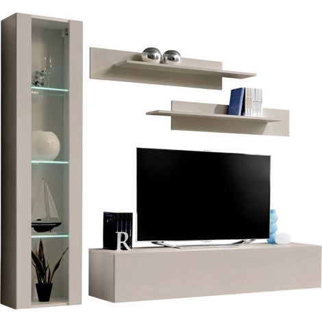 Ensemble Meuble TV Mural "Fly G2" 210cm Beige Gris (1/2)