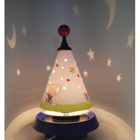 Tischlampe Carrousel LOLO LOMBARDO projiziert Mond und Sterne ins Kinderzimmer (1/4)