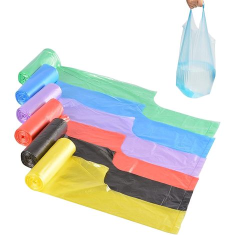 Lot de 6 rouleaux de 120 sacs poubelle en plastique non parfumé pour salle de bain, cuisine, salon, bureau (1/5)