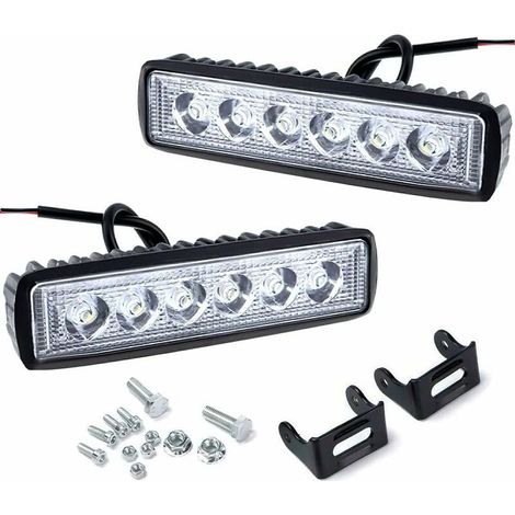 VURAHOME - 2-teiliger LED-Arbeitsscheinwerfer, 12V 24V Projektor-Spot-LED-Arbeitsscheinwerfer mit großer Reichweite für Motorrad, Auto, LKW, Traktor, SUV, Boot (18W) (1/5)