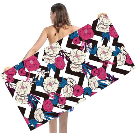 1 serviette de plage en microfibre, 80 x 160 cm, séchage rapide, anti-sable, pour voyage, piscine, surf et camping (1/5)