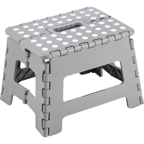 Sgabello Pieghevole 30x22x22 cm in Polipropilene Grigio (1/3)