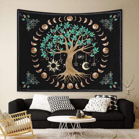 130x150cm Arbre de vie Tenture Murale Tapisserie pour la Nature Décorations Couvre lit Courverture pour la Maison Salon Chambre Dortoir Décor(C)
