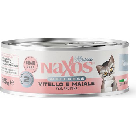 NAXOS Katzenfutterdose für Kätzchen, Kalb- und Schweinefleischgeschmack, 85 g