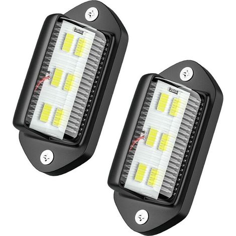 2PCS LED Eclairage Plaque Immatriculation étanche 6 SMD LED Feux Arrière Lampe de Plaque d’Immatriculation pour 12V/ 24V Camion Camionnette Remorque Voiture Véhicule Caravane (1/4)