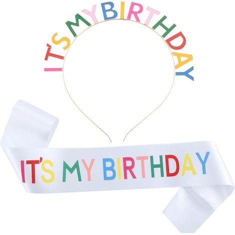 Couronne D Anniversaire - Bandeau En Alliage Or Et Sash En Satin Blanc - Pour Femme Et Fille - Kit Complet 3 Pièces (1/5)