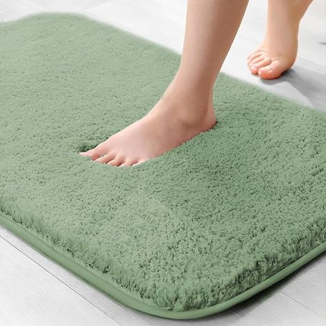 Tappetino da bagno in microfibra, tappeto da bagno super spesso 2 cm, tappeto da bagno super assorbente, 40 x 60 cm, verde chiaro (1/5)