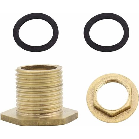 Pieces 1/2 Brass Reducer Garden Hose Fitting Brass Tank Feedthrough for Cistern Taps and Water Tanks (1/5)