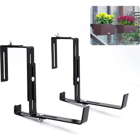Anthracite-coloured planter stand - Sturdy, width-adjustable flower box stand - Metal planter hanger for the balcony (1/5)