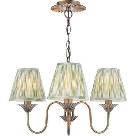 Dar Lydian Suspension Lydian à 3 lumières, bronze antique avec abat-jour (1/2)