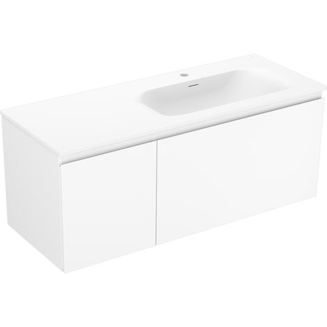 Mexen Orio Badezimmerschrank 120 cm mit Waschbecken Vela rechts, 1 Schublade, 1 Tür, weiß matt - 91A13-12047-3-BBFF01-W23P01 (1/5)