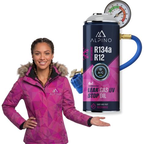 Kit de recharge de gaz pour climatisation ALPINO R134a, réfrigérant 4 en 1