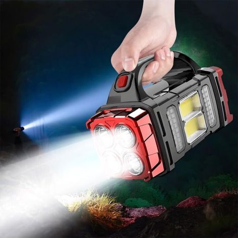 Lampe torche rechargeable pour camping avec chargeur solaire et USB, lampe de poche étanche pour camping, randonnée, pêche, navigation (1/5)