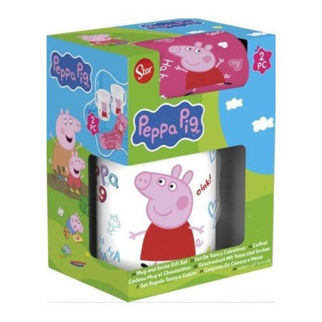 SET CALCETINES Y TAZA CERAMICA 325ML PEPPA PIG