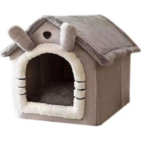 Niche d'intérieur moelleuse pour chiens et chats de petite, moyenne et grande taille, avec coussin amovible et tente pour chat -M (1/5)