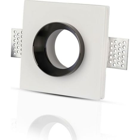 V-TAC Portafaretto LED da Incasso Quadrato GU10 e GU5.3 (MR16) Corpo in Gesso Bianco e Metallo Nero (1/5)