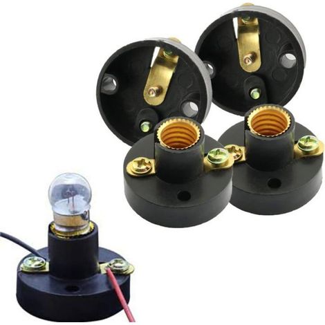 16pcs douilles E10 ulot à vis avec ampoules,supports en plastique noir en cuivre pour expériences scolaires,projets de bricolage (1/4)
