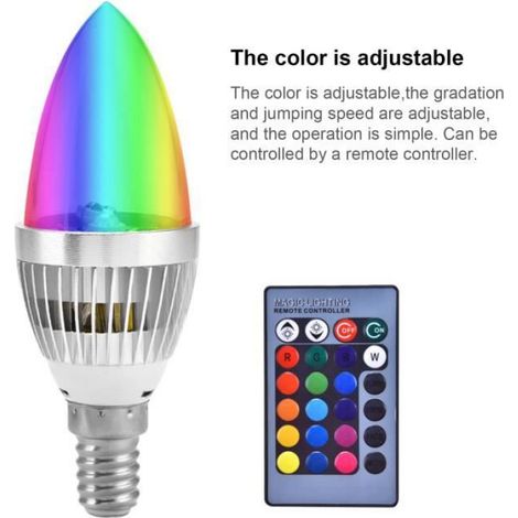 Ampoule LED - - E14 - 3W RGB - Télécommande - Changement de couleur (1/4)