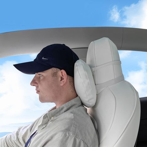 Nackenkissen für Tesla Model 3/Y/S/X, verstellbar, Nappaleder, weiß (1/5)