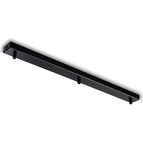 Rosone rettangolare multicavo in ferro nero con 3 fori H.3 - L.70 x 5