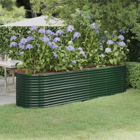 Lit surélevé de jardin-Jardinière surélevée-Bac de jardin surélevé Acier galvanisé 296x80x68 cm Vert (1/5)
