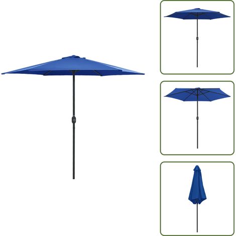 Protezione dal sole - vidaXL Ombrellone da Giardino con Palo in Alluminio 270x246 cm Azzurro - Ombrellone con manovella