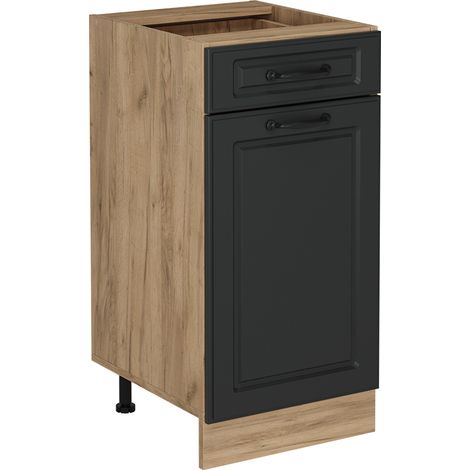 Mobiletto base per cucina R-Line, Antracite casa di campagna, 40 cm senza piano di lavoro, Vicco