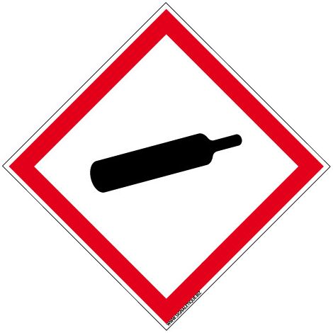 Panneau DANGER MATIERES GAZEUSES SOUS PRESSION (SGH04) - Adhésif - 125 x 125 mm