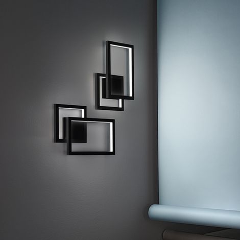 Applique Moderna Cross Alluminio Nero Opaco Led 20W Dimmerabile Ip20