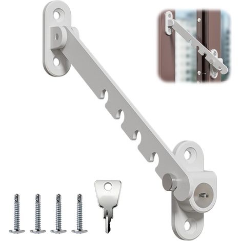 1 - Butée De Fenêtre - Protection Chat - Acier Inoxydable Et Plastique - Réglage 5 Niveaux Sans Perçage Pour Fenêtre Oscillante - Intérieur Maison Animaux - Argent - 16 Cm (1/5)