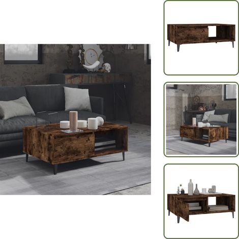 Tavolino moderno - vidaXL Tavolino da Salotto Rovere Fumo 90x60x35 cm in Truciolato - Tavolino con ripiani