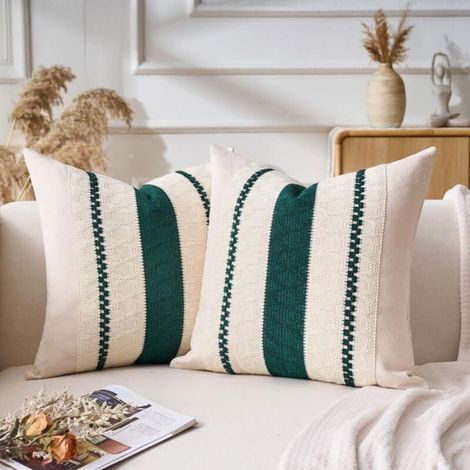 Taie D Oreiller - 40x40 Cm - En Coton Et Lin - Style Boho Moderne Pour Canapé Et Chambre - Lot De 2 (1/5)