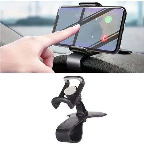 Supporto per telefono da auto con clip, rotazione a 360 gradi, supporto multifunzionale per telefono da auto, accessorio universale per auto. (1/5)