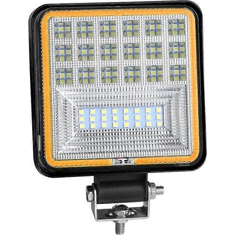 Barre lumineuse de travail LED 72 W 24 pouces, projecteur carré/rond, feux de jour pour voiture 4x4, SUV tout-terrain, quad, camion, excavatrice, blanc/ambre, 1 x projecteur de travail 126 W (0,125 po (1/5)