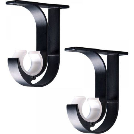 Support de tringle à rideau, support de tringle à rideau de plafond pour tringle de 28 mm, lot de 2, noir (1/5)