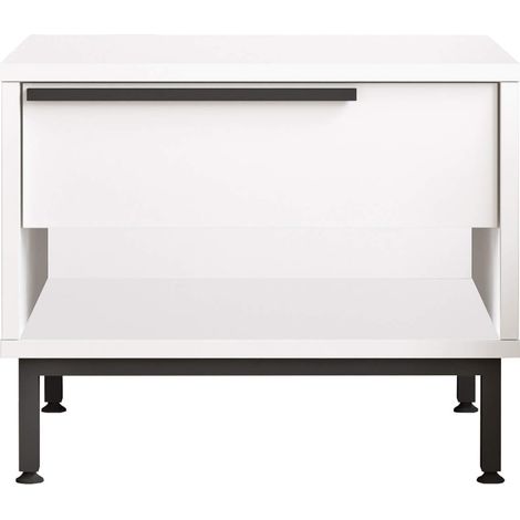 Comodino 1 Cassetto Rebecca Mobili Sabbar 53,5x42,5x44,5 Truciolato Ferro Bianco Grigio Scuro Moderno