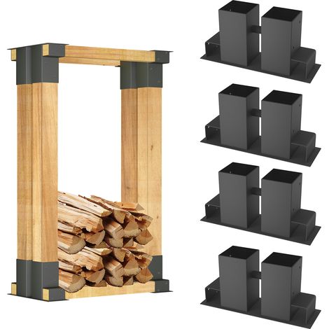 AUFUN Aide à l'empilage du bois de chauffage Noir 4x (1/5)