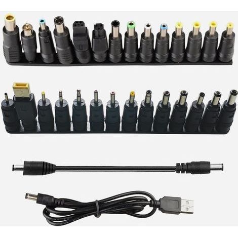 28 Pièces Adaptateur d'alimentation DC 5,5 x 2,1 mm Connecteur CC Plugs Femelle à Mâle Adaptateur, Barrel Jack Connecteur, avec 1 Pièce Câble 20CM et 1 Pièce USB à DC 1M (1/5)