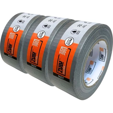 Zulu Premium Universal Silver Duct Tape 50mm x 50m, 3 Pack