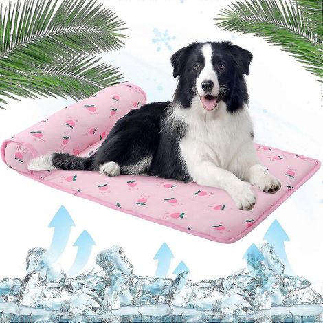 Lit rafraîchissant pour chien, tapis de couchage auto-rafraîchissant en soie glacée avec oreiller pour l'été (1/5)