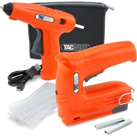 TACWISE 1784 Graffatrice/Chiodatrice Hobby 53-13EL 4V, Pistola Colla a Caldo H4-7 4V, 200 Punti, 30 Bastoncini di Colla e Custodia (1/5)