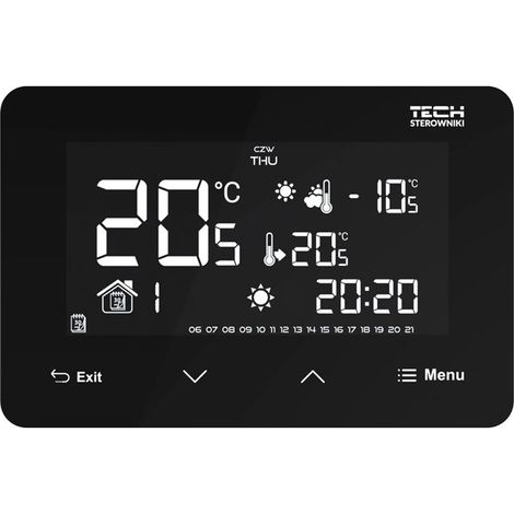 Termostato ambiente a due stati con alimentazione cablata a 230 V (pannello frontale in vetro) ST-293Z v3 nero (1/5)
