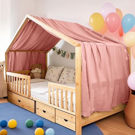 Couvre-lit pour la maison, fabriqué à la main en mousseline de coton, 100 % auvent en tissu pour décoration de lit de maison, pour filles et garçons, convient aux enfants - Rideau de lit (1/5)