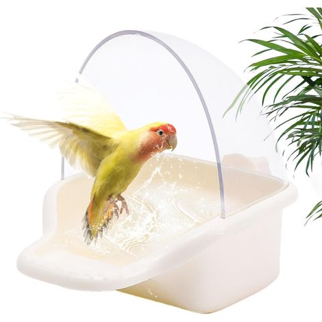 Boîte de Bain Cage Perroquet,Boîte de Douche Mangeoires pour perruches Douche pour Oiseaux Baignoire Accessoires (1/5)