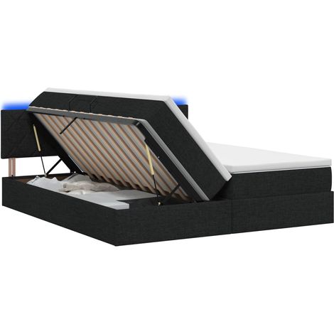 LED-Speicherbett mit Matratze Schwarz 180 x 200 cm Stoff vidaXL (1/5)