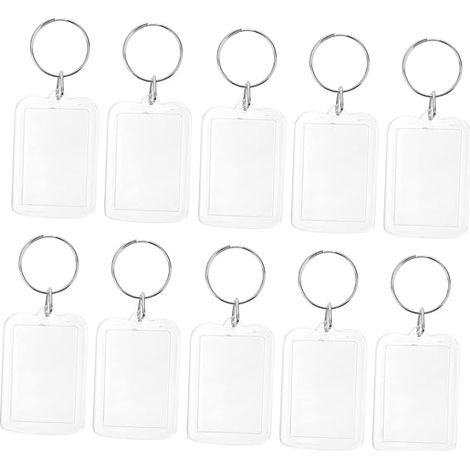 Lot de 10 porte-clés vierges en acrylique avec photo, transparents, pour sac à dos ou autres supports photo personnalisés pour femmes.