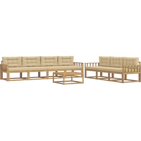 Outdoor Sofa Set with Cushion 7 pcs White and Beige vidaXL (1/5)